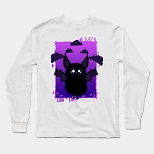 Black Halloween Bat  | Purple Clouds | Lilla The Lamb Long Sleeve T-Shirt